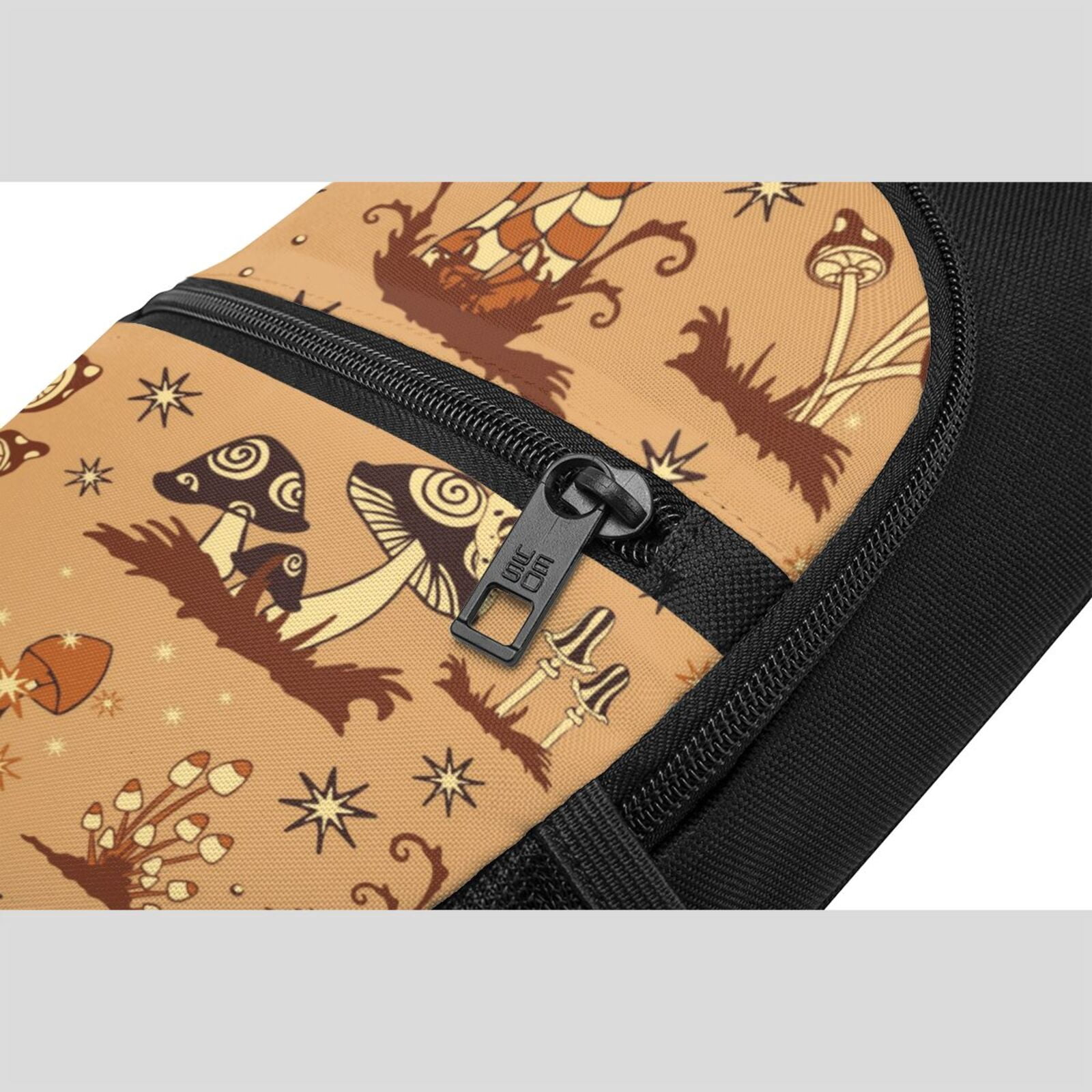 Xecao's Brown Mushrooms Print Sling Bag: A Versatile Chest, Shoulder, and Crossbody Backpack for Casual Days Out, Perfect for Both Men and Women