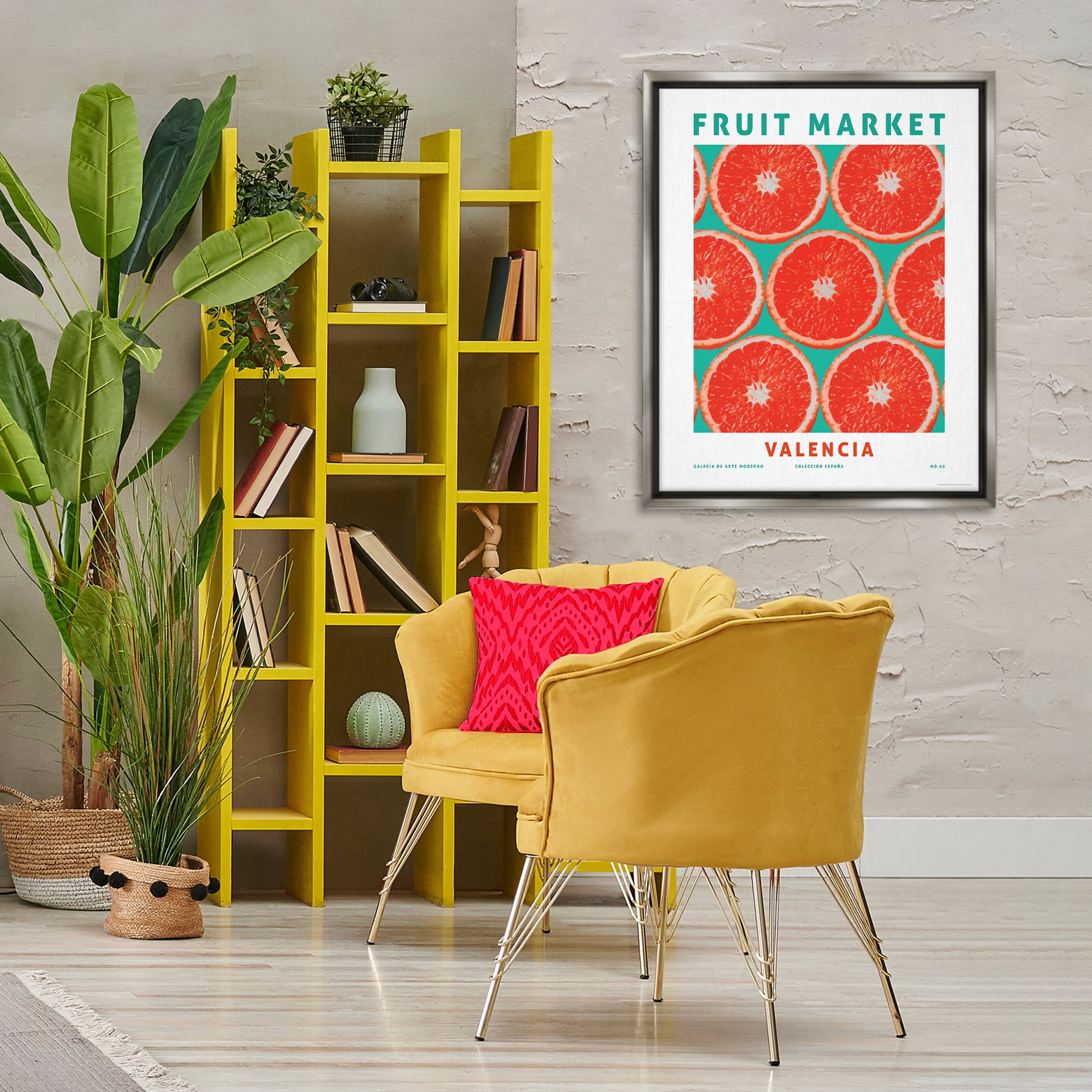 Stupell Industries Fruit Market Grapefruit Food & Beverage Painting Gray Floater Framed Canvas Art Print Wall Art, 25 x 31