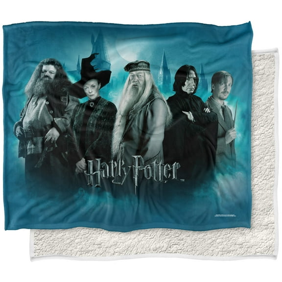 Harry Potter Blanket, 50"x60", Hogwarts Teachers Silky Touch Sherpa Back Super Soft Throw Blanket