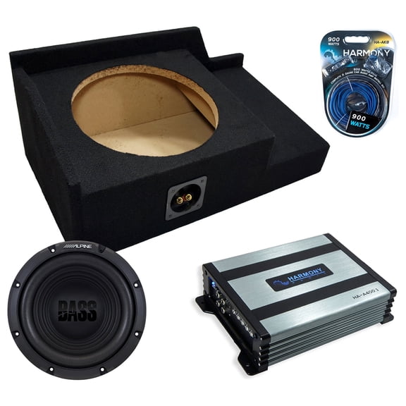 Harmony Audio Alpine fits 99-06 Chevy Silverado Ext W12S4 Single 12" Subwoofer 250W Sealed Sub Box | HA-A400.1 Amplifier, 8GA Amp Kit