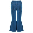 thumbnail image 2 of Ocealan Kids Girls Elastic Waist Flare Jeans Ripped Fitted Denim Pants Raw Hem Bell Bottom Pants Dark Blue 14, 2 of 8