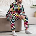 thumbnail image 7 of Uemuo Trendy Colorful Pineapples Pattern 2-Piece Loungewear Set - Men’s Soft Sleepwear, Cozy Winter PJs, Comfy Sleep Set-Medium, 7 of 7