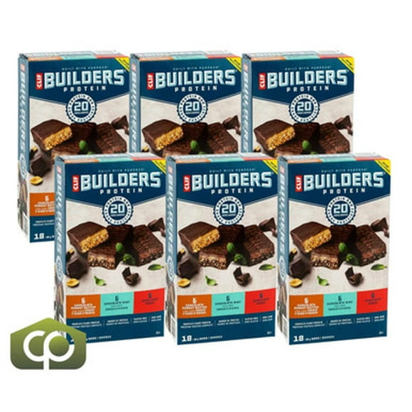 Clif Bar Builders Protéine - 18 Barres x 68g (2.4 oz), Protéine Végétale Complète (6/caisse)