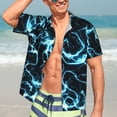 thumbnail image 5 of Lsque Lightning pattern Hawaiian Shirt for Men, Unisex Summer Beach Casual Short Sleeve Button Down Shirts-3X-Large, 5 of 9
