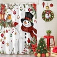 thumbnail image 5 of Shower Curtains Sets for Bathroom Decor Xmas Snowman Ball Poinsettia Berry Waterproof Bathroom Curtain with Hooks, Winter White Snowflake for Bathroom Decor,72x72IN, 5 of 9