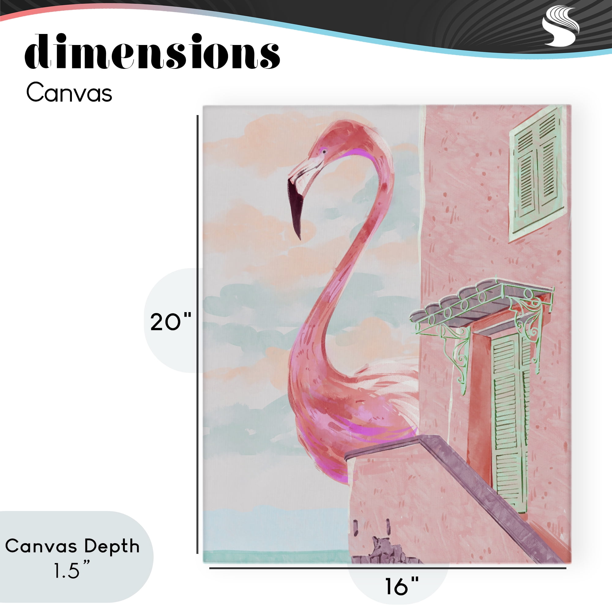 Stupell Industries Giant Flamingo with Seaside Balcony Canvas Wall Art, design by Ziwei Li