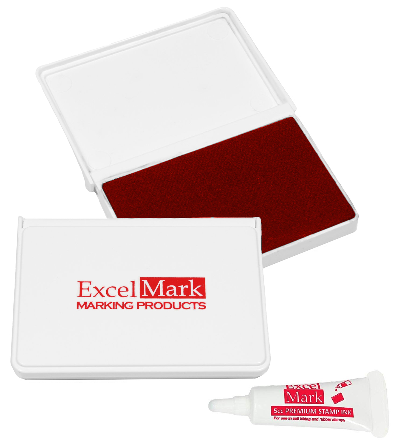 ExcelMark Ink Pad for Rubber Stamps 21/8" by 31/4" (Red Ink) Extra