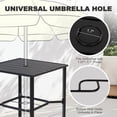thumbnail image 6 of Nuu Garden Outdoor 28” Square Bar Table with 1.7-Inch Umbrella Hole, Slatted Tabletop with Powder-Coated Metal Frame, for Patio, Garden, Backyard and Balcony, Black, 6 of 11