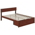 thumbnail image 1 of Bowery Hill Modern Solid Wood Full Bed with Foot Drawer in Walnut, 1 of 5