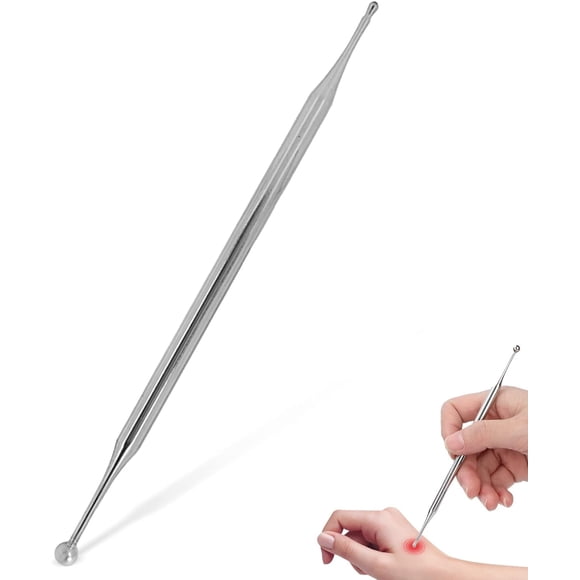 HAHADAXA Stylo d'Acupuncture, Double Tête en Acier Inoxydable Portable Outils de Réflexologie Faciale Outil de Massage des Doigts Stylo de Réflexologie pour Tissus Profonds