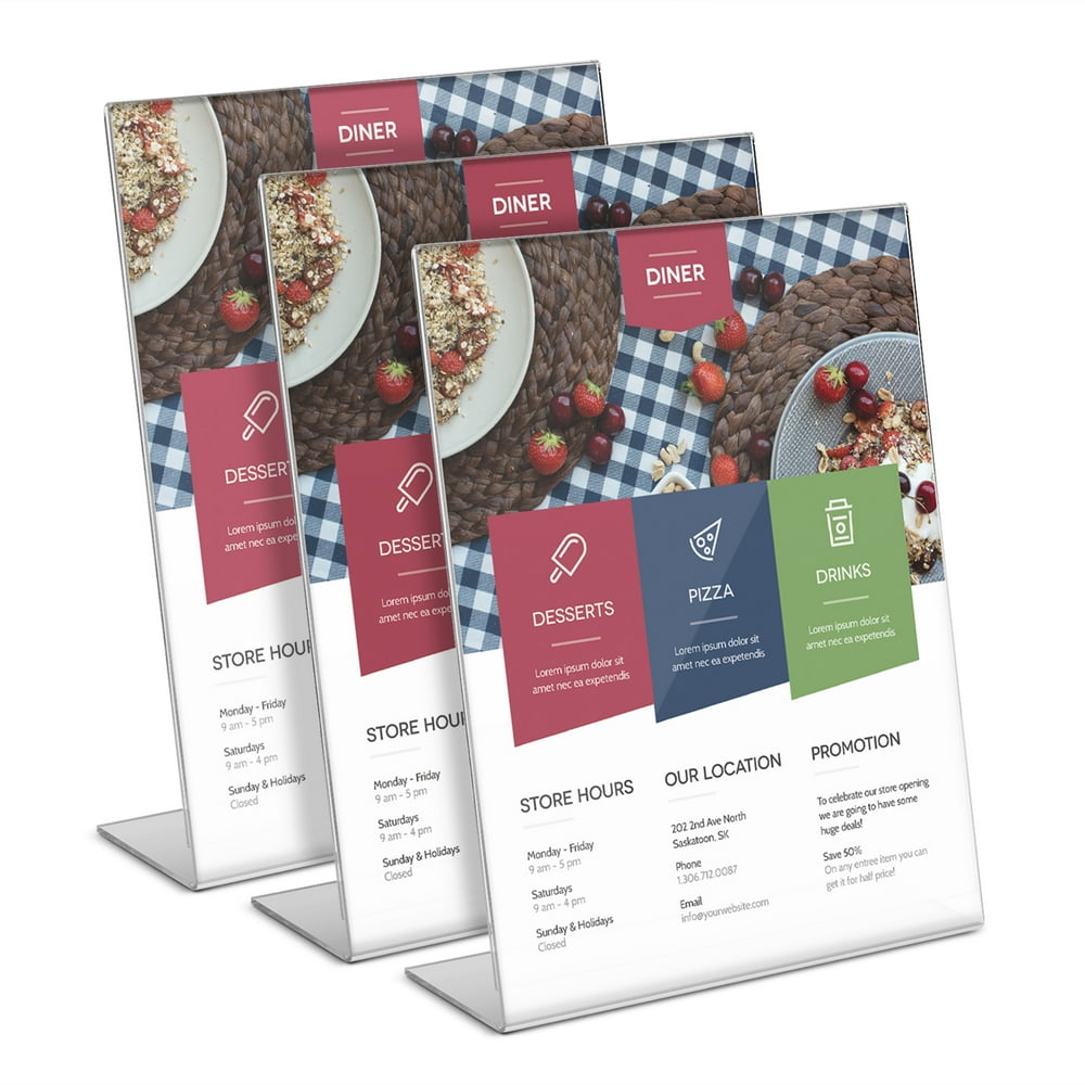 Slanted Back Acrylic Sign Holder Stand, Ad frames Thickened 3mm Clear