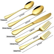 GPED 20 Piece Silverware Set Service for 4, Stainless Steel Flatware Set, Mirror Polished Cutlery Utensil Set, Durable Home Kitchen Eating Tableware Set, Fork Knife Spoon Set, Dishwasher Safe, Gold