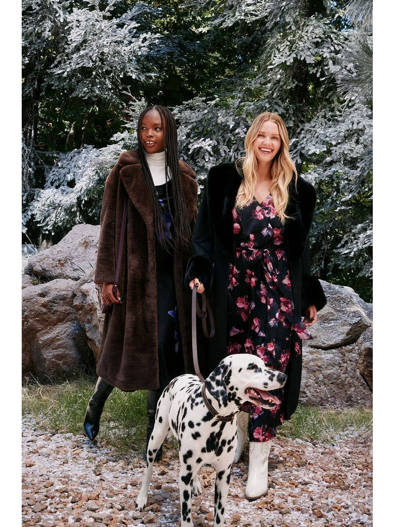 Scoop Faux Fur Maxi Coat - Walmart.com