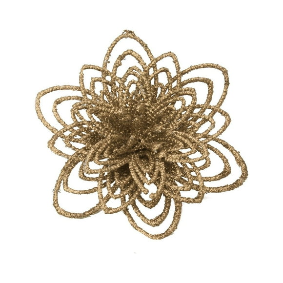 Flores navideñas huecas de polvo dorado Corona navideña de ratán Decoración DIY Flores navideñas Accesorios para árboles de Navidad