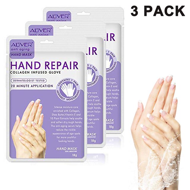 Máscara de piel a mano 3 paquetes de guantes hidratantes exfoliantes para manos exfoliantes, mascarilla exfoliante, máscara de mano, guantes para mejorar la humedad, para reparar manos secas, piel ásp brand modelStyleType