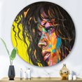 thumbnail image 2 of Designart 'Abstract Colorful Fantasy Portrait Of A Young Woman I' Modern Circle Metal Wall Art 29x29 - Disc of 29, 2 of 5