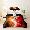 thumbnail image 3 of meiyoeat Neon Lightning Pattern Twin Bedding for Boys, Electric Orange Red Print Duvet Cover Set, Black Reversible 2-Piece, 1 Duvet Cover and 1 Pillowcase, 3 of 7