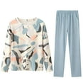 thumbnail image 2 of Womens Pajama Set Soft Warm Nightwear Long Sleeve Top and Pant Sleepwear Pajama Sets for Women Short Sleeve Pj Set Casual Loose Loungewear Spring Outfits, 2 of 3