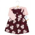thumbnail image 2 of Hudson Baby Girls Cotton Dress and Cardigan Set, Burgundy Floral, 3 Toddler, 2 of 5