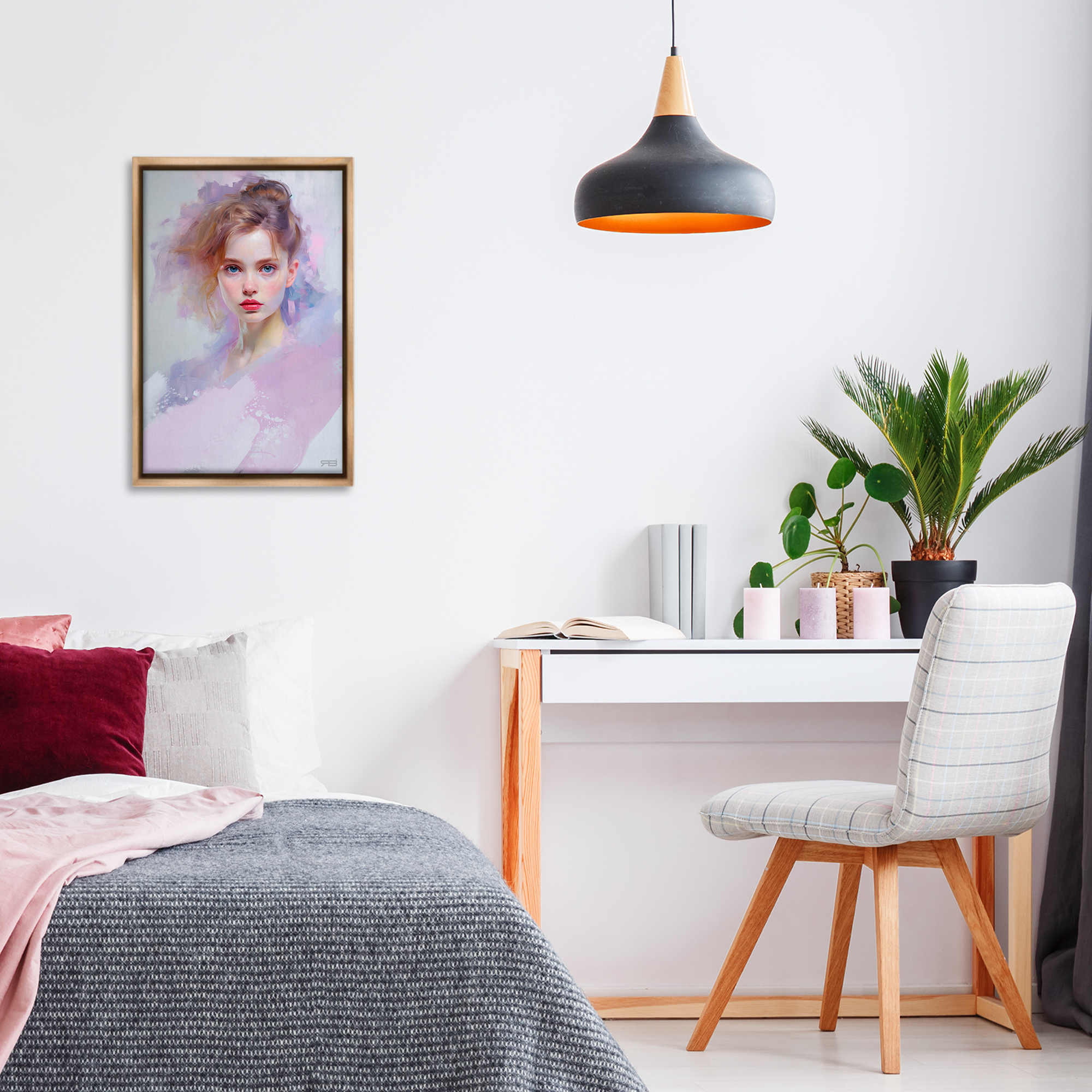 Stupell Industries Soft Portrait of Woman Novelty Painting Brown Floater Framed Art Print Wall Art, 17 x 25