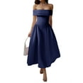 thumbnail image 3 of Women'S Off Shoulder Cocktail Long Zipper Evening Dress Deep Blue M, 3 of 8