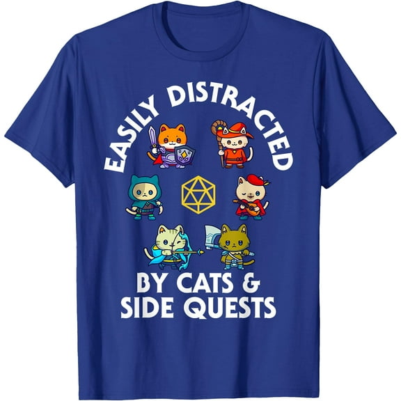 Gamer Cats Side Quests D20 Dice Nerdy Kitten Unisex T-Shirt for Men Women Kids Toddler