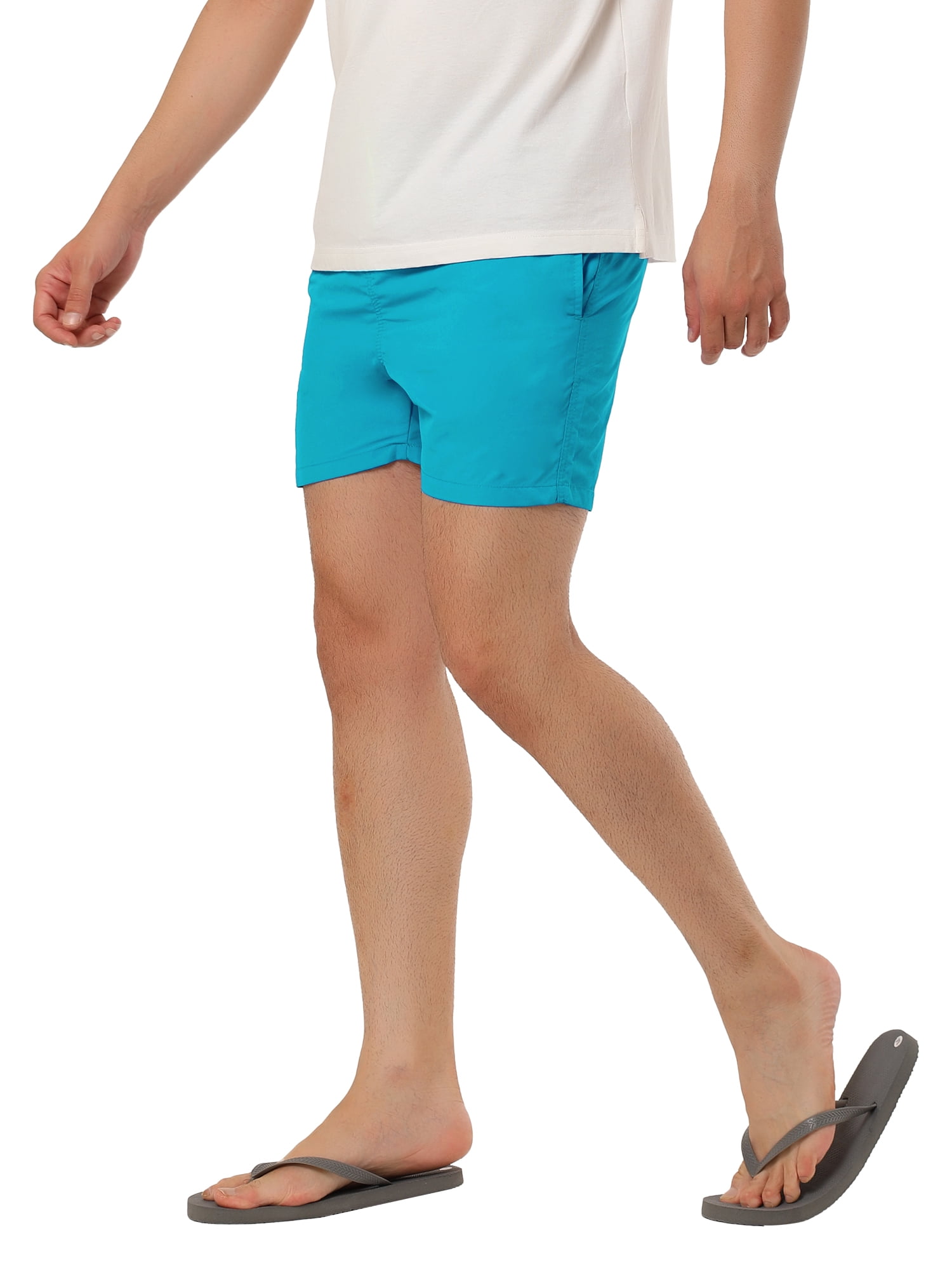 INSPIRE CHIC Father's Day Men's Shorts Summer Beach Shorts Solid Mesh Lining Drawstring Waist Swim Shorts 34 Sky Blue