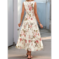 thumbnail image 4 of Women'S Summer Maxi Dress Floral Tie Front Casual Boho Beach Flowy Sundress White 1 S, 4 of 9