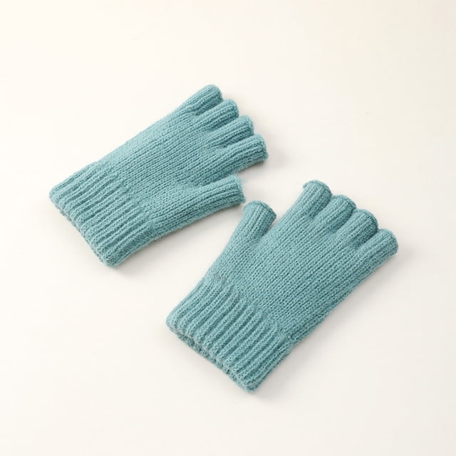 Gants Demi-Doigts pour Femmes Automne et Hiver Épaissis Chauds et Froids Tricotés