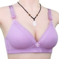 thumbnail image 3 of Bigersell Push Up Bras Women Breathable Comfortable V-Neck Wireless Bra Laddies Padded Bras No Underwire Lace Bralette Back Hook and Eye Closure Wire-Free Everyday Bra Underwear Purple 36, 3 of 5