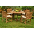 thumbnail image 6 of Teak Dining Set: 4 Seater 5 Pc: 60" Round Dining Table And 4 Devon Arm/Captain Chairs Outdoor Patio Grade-A Teak Wood WholesaleTeak #WMDSDVl, 6 of 7