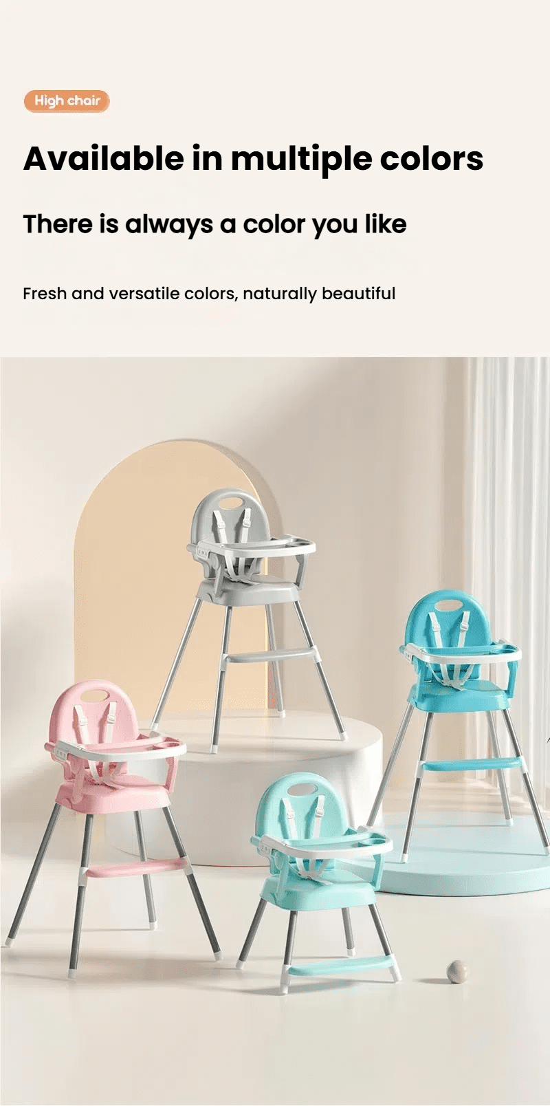 M-b-aby-m 3-in-1 Baby High Chair Baby Feeding Chairs Baby scooter with Steel Pipes for 0-36 Months,Unisex,GREY