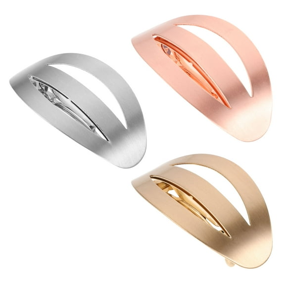 LOLIPPYY 3Pcs Curved Metal Hair Clips with Hollow Geometric Design Stylish Hairpin Accessories
