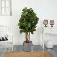 thumbnail image 3 of Nearly Natural 5' Fiddle Leaf Artificial Tree in Natural Jute Planter, 3 of 4