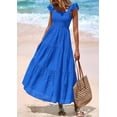 thumbnail image 4 of Vestido PRETTYGARDEN Cuello Cuadrado Fruncido con Ojal Azul XXL, 4 of 8