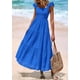 thumbnail image 4 of Vestido PRETTYGARDEN Cuello Cuadrado Fruncido con Ojal Azul XXL, 4 of 8