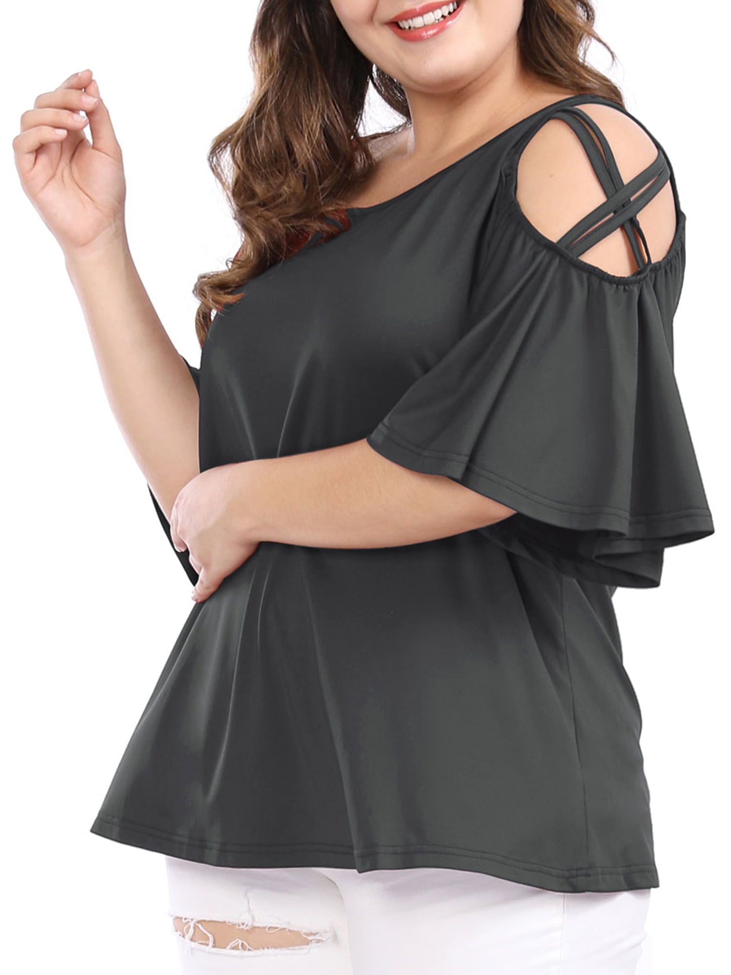 plus size trumpet sleeve dress
