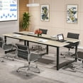 thumbnail image 2 of Tribesigns 8FT Large Conference Table, 94.49L x 47.24W x 29.53H Inches Large Meeting Table, Light Walnut, 2 of 6