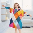 thumbnail image 5 of FORMRS Wearable Blanket Hoodie with Sleeves for Kids Cozy Flannel Sweatshirt, Colorful Triangles, 5 of 7
