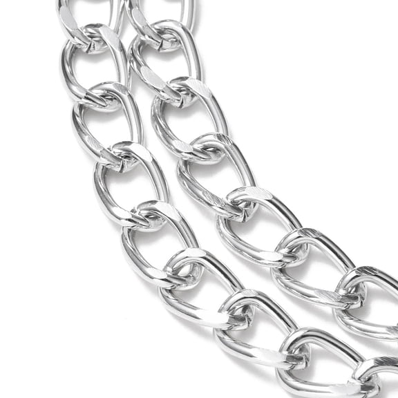 Aluminium Twisted Curb Chains Unwelded Faceted Silver 10x6.5x1.8mm
