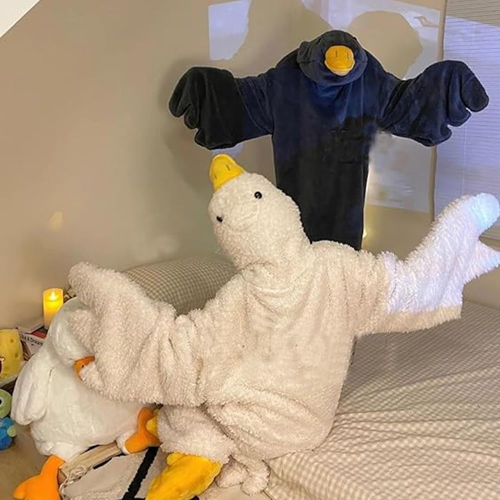 Snuggy Ducks, Goose Blanket Hoodie, Funny Duck Rubber Wearable Blanket Hoodies, Goose Blankets White Duck Costume