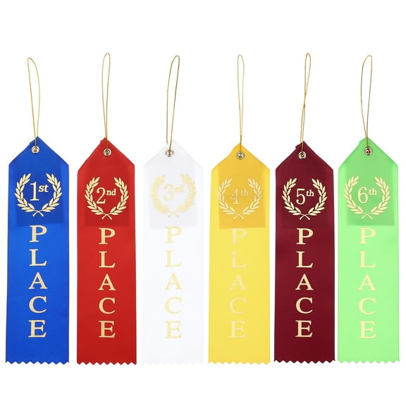 Uxcell Award Ribbons, 1st to 6th Winner Ribbons with Even Card and Rope, 6Color 6Pcs