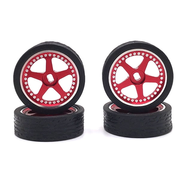 Tholdsy 4 piezas modelo de Control remoto coche goma Metal rueda llanta modificación simulada vehículo reemplazo ruedas montaje Kits de construcción modelo Rojo Tholdsy FN010897-01