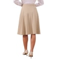 thumbnail image 3 of INSPIRE CHIC A-Line Midi Pleated Skirt for Women's Vintage Work High Waist Flare Business Skirts XS Khaki, 3 of 5