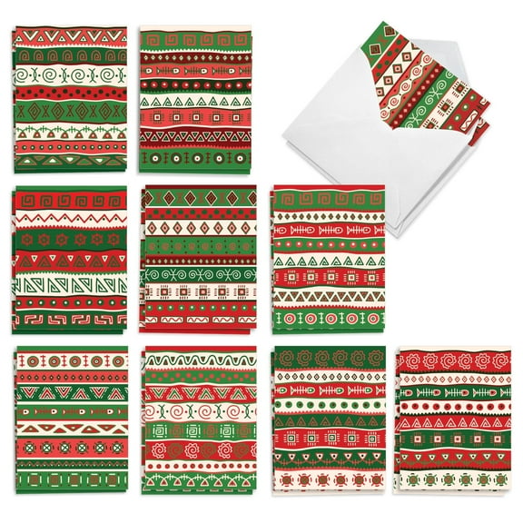 The Best Card Company 20 Assorted Christmas Notes Bulk Box Set 4 x 5.12 Inch with Envelopes (10 Designs, 2 Each) African Motifs AM6116XSG-B2x10