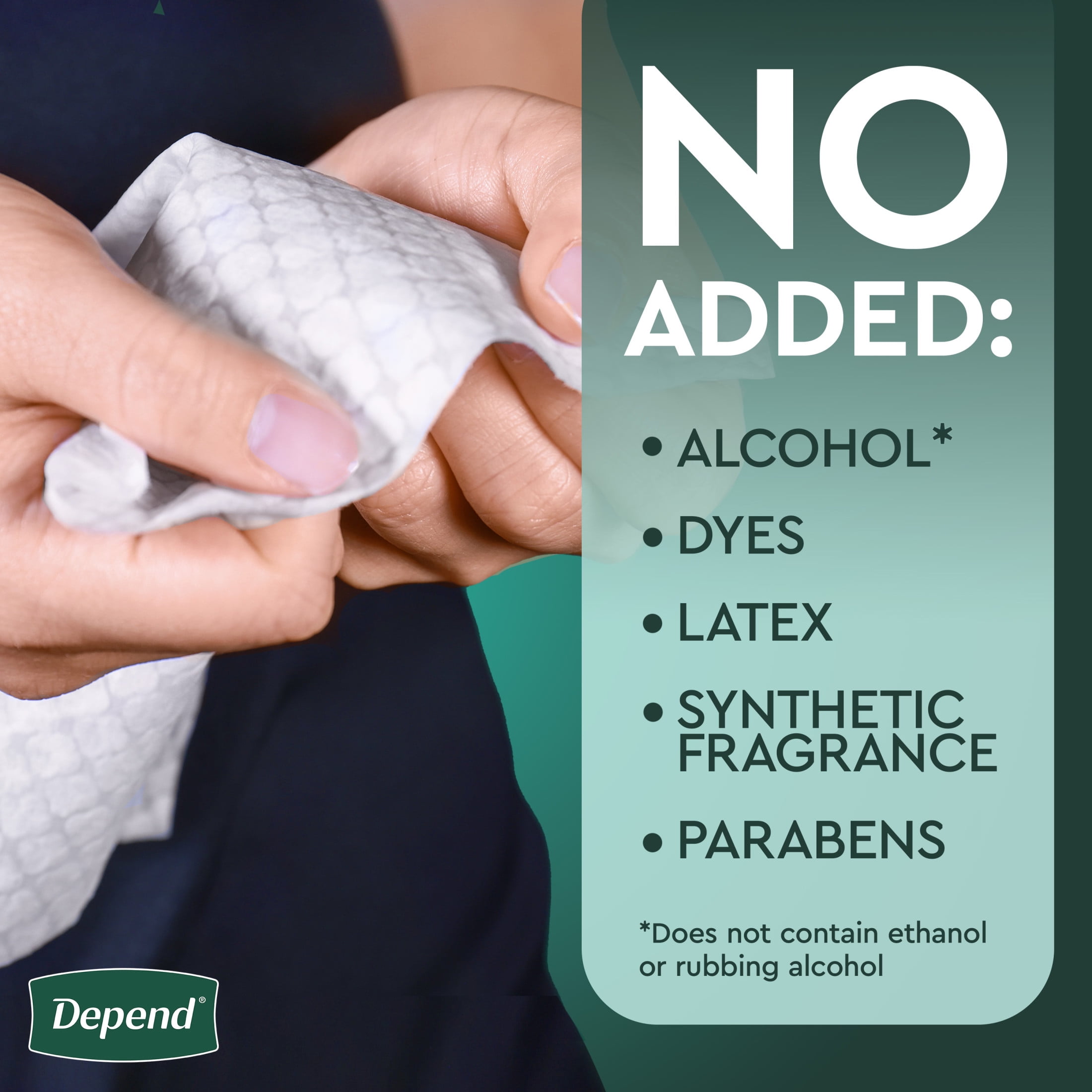 Depend XL Disposable Washcloths for Adults, 8 Flip-Top Packs, 42 Wipes Per Pack (336 Wipes Total)