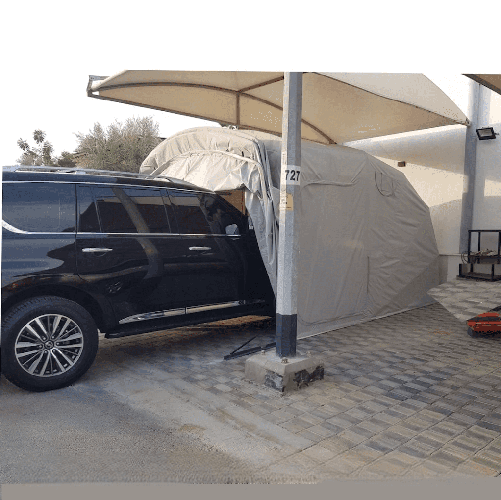 Ikuby Large Plus Carport for Truck SUV RV – Heavy-Duty Galvanized Frame, Waterproof Oxford Cover, Fits Ford F-150 / RAM 1500 / Silverado 1500 / Class B RV (L256.9 × W106.3 × H106.3)