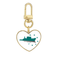 thumbnail image 1 of offshore trade ship ocean Gold Heart Keychain Metal Keyring Holder, 1 of 3