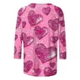 thumbnail image 4 of Busydd Plus Size Valentines Shirts for Women Trendy Heart Graphic Valentines Shirts Tops Casual 3/4 Sleeve Round Neck T Shirts Valentines Day Gifts for Women S-5XL, 4 of 5