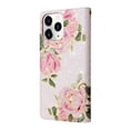 thumbnail image 2 of Wallet Case for iPhone 11 Pro Max 6.5 Inch, Flower Pattern PU Leather Kickstand Feature Wrist Strap Phone Case with Card Slots Holder Magnetic Flip Folio Protective Shockproof Cover,Rose Flower, 2 of 8